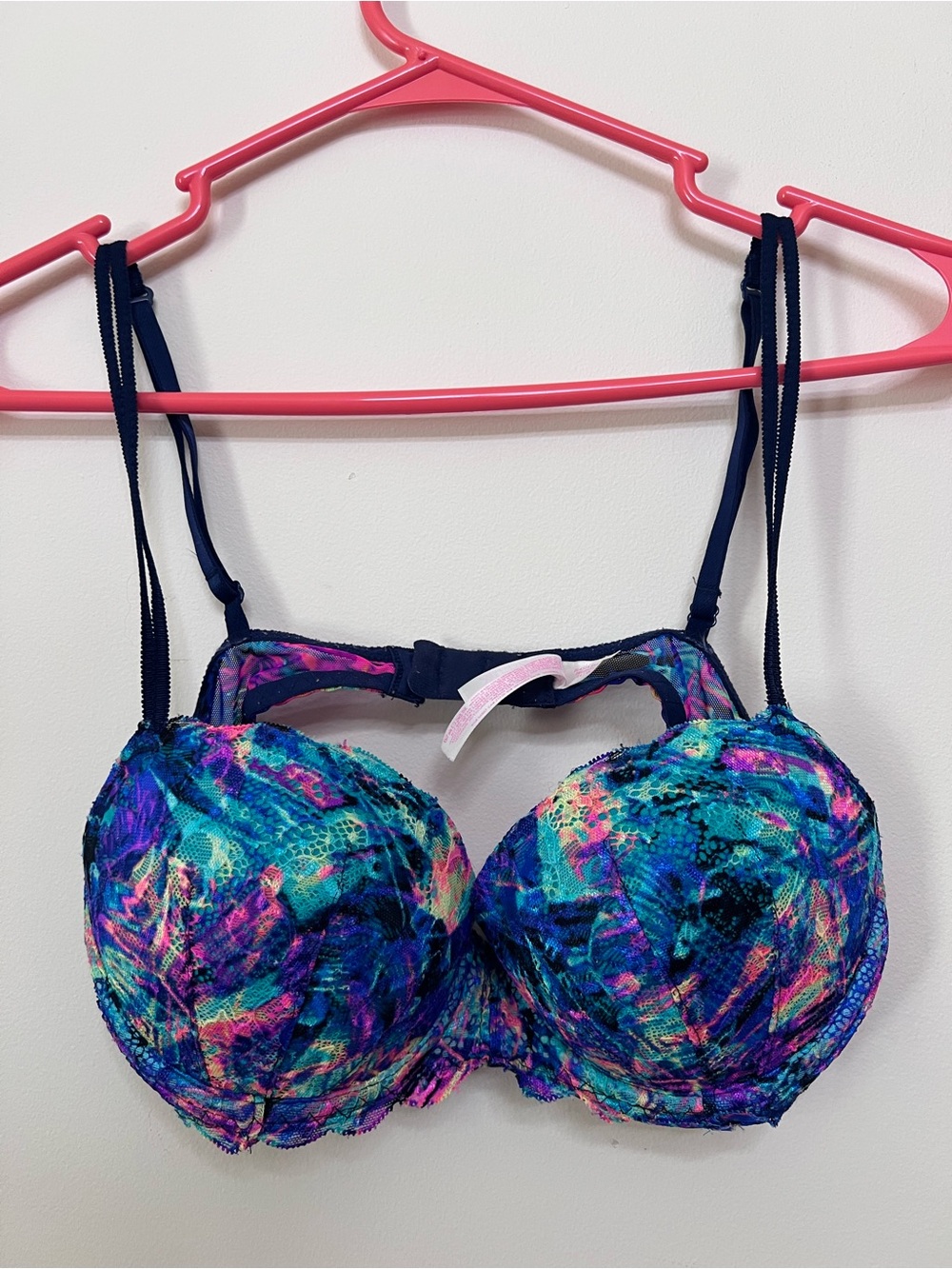 Victoria's Secret Navy Multicolor Abstract Underwire Bra